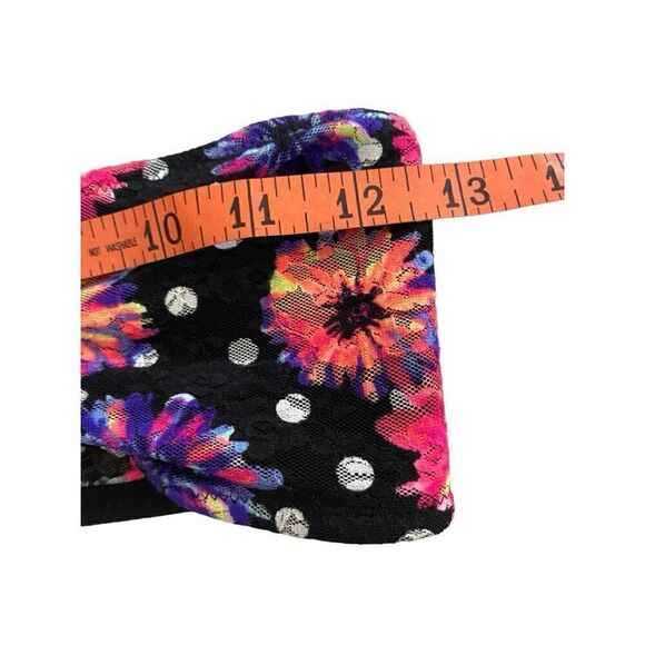 Pink Victoria’s Secret Floral Bandeau Sz Small Neon Polka Dot Colorful Sleepwear - Picture 8 of 10